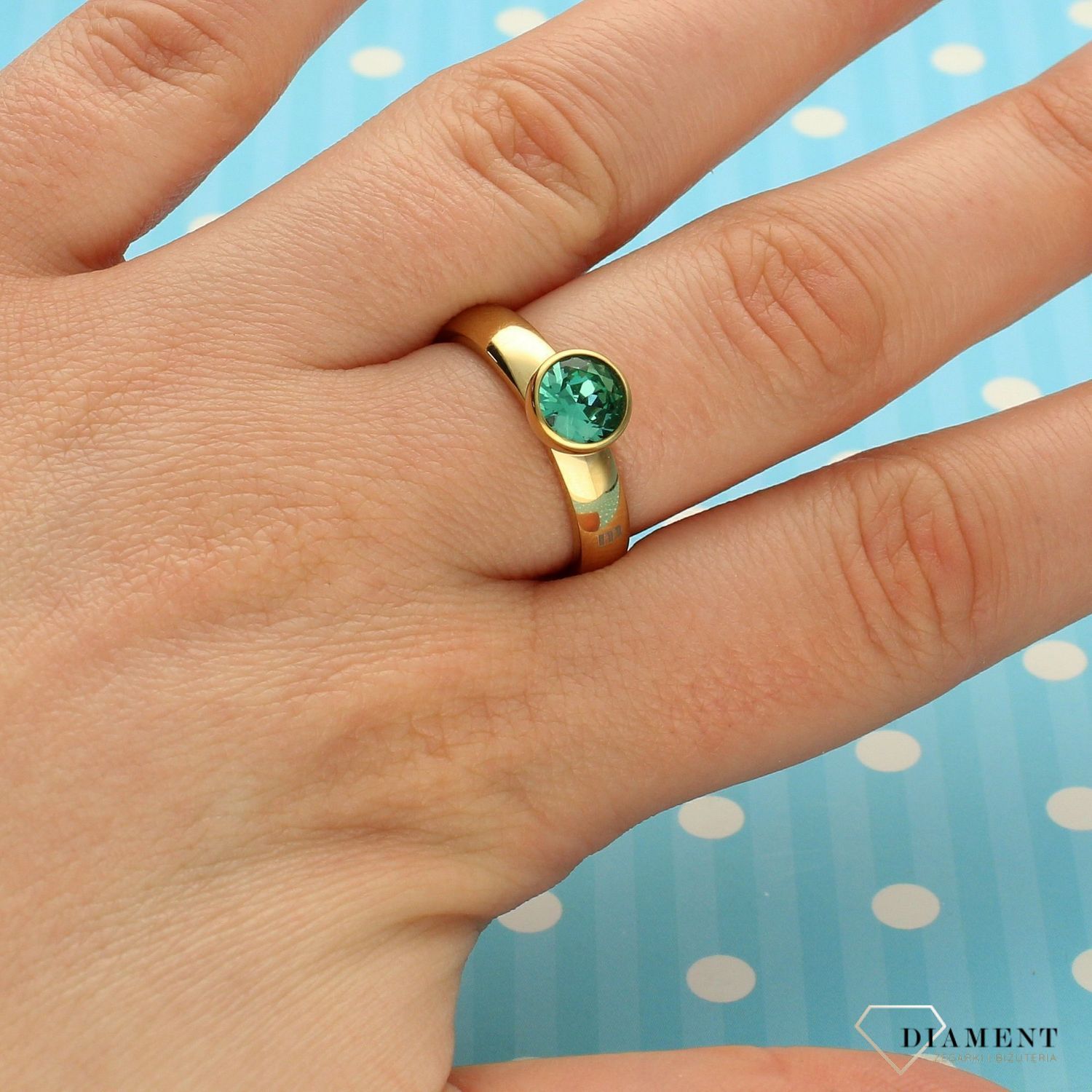 Pierścionek z zielonym oczkiem Melano cyrkonia M01SR5011GD T (2).jpg